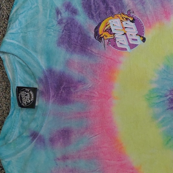 Santa Cruz Beach Tie Dye Rainbow Watercolor T-shirt RARE Y2K L Summer - Picture 3 of 6